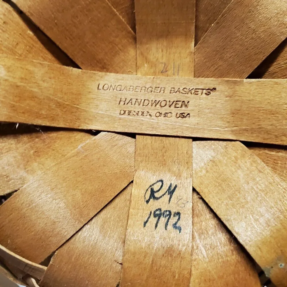 Longaberger Fruit Medley Basket w Handle incl Fabric Liner & Plastic Protector